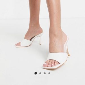 Public Desire- Square Toe Mule Sandal (white)